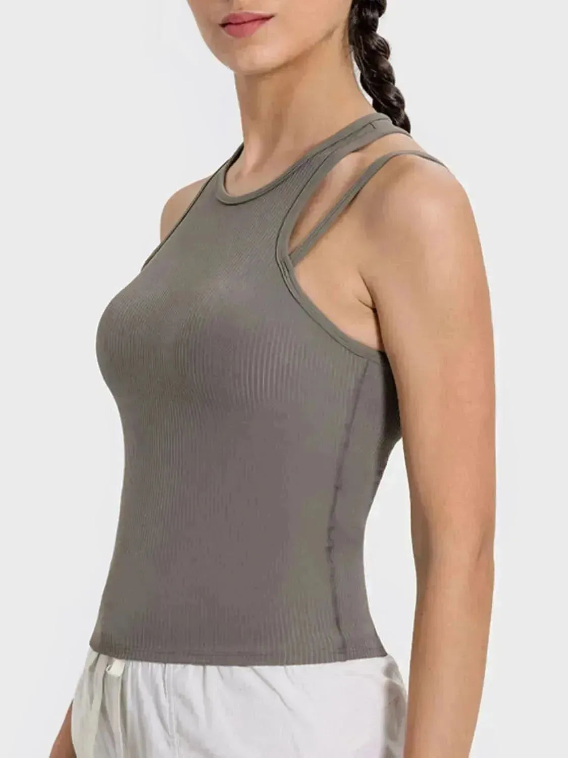 Cutout Round Neck Racerback Active Tank - Bad Moms Club