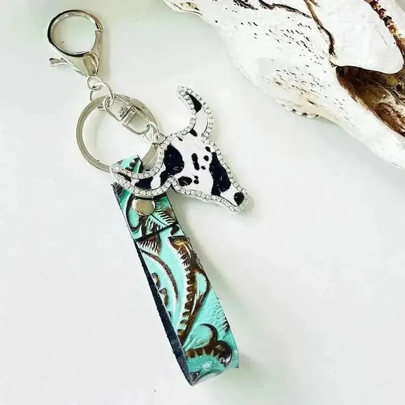 Rhinestone Bull Keychain - Bad Moms Club
