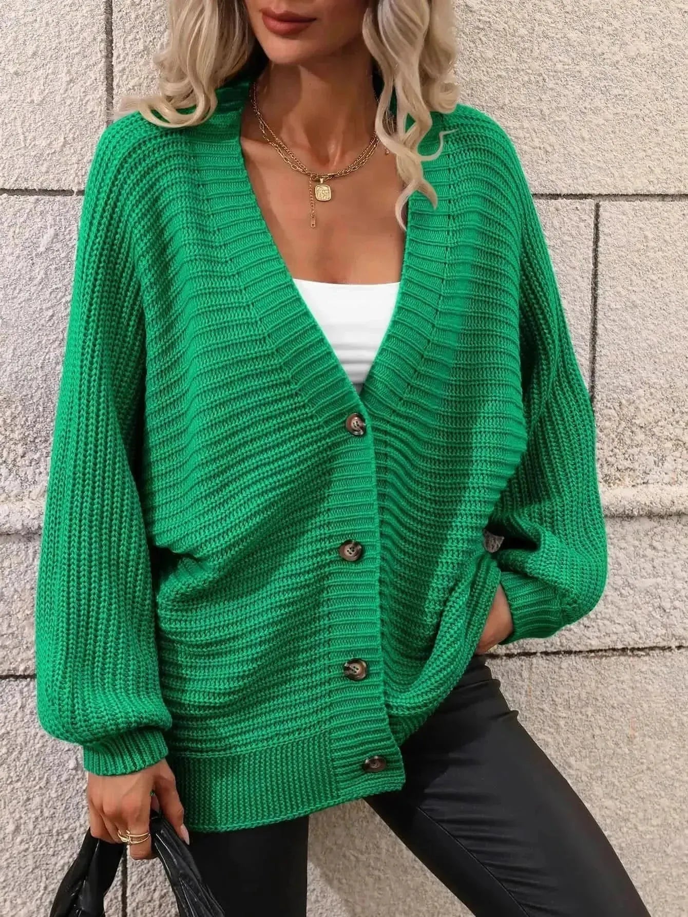 Button Down Horizontal-Ribbing Longline Cardigan - Bad Moms Club