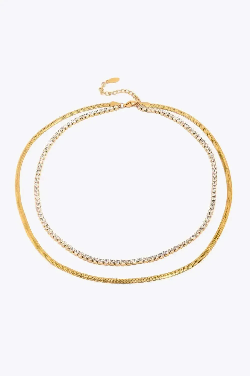 Double-Layered Inlaid Zircon Stainless Steel Necklace - Bad Moms Club