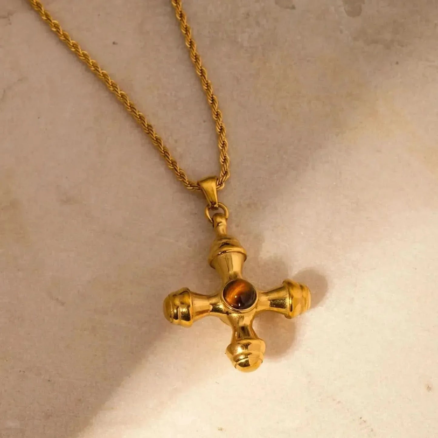 Gold-Plated Stainless Steel Cross Shape Pendant Necklace - Bad Moms Club
