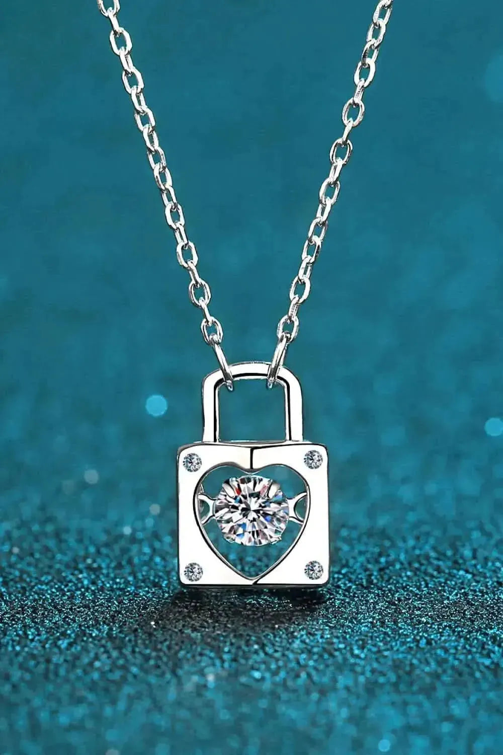 Adored Moissanite Lock Pendant Necklace - Bad Moms Club