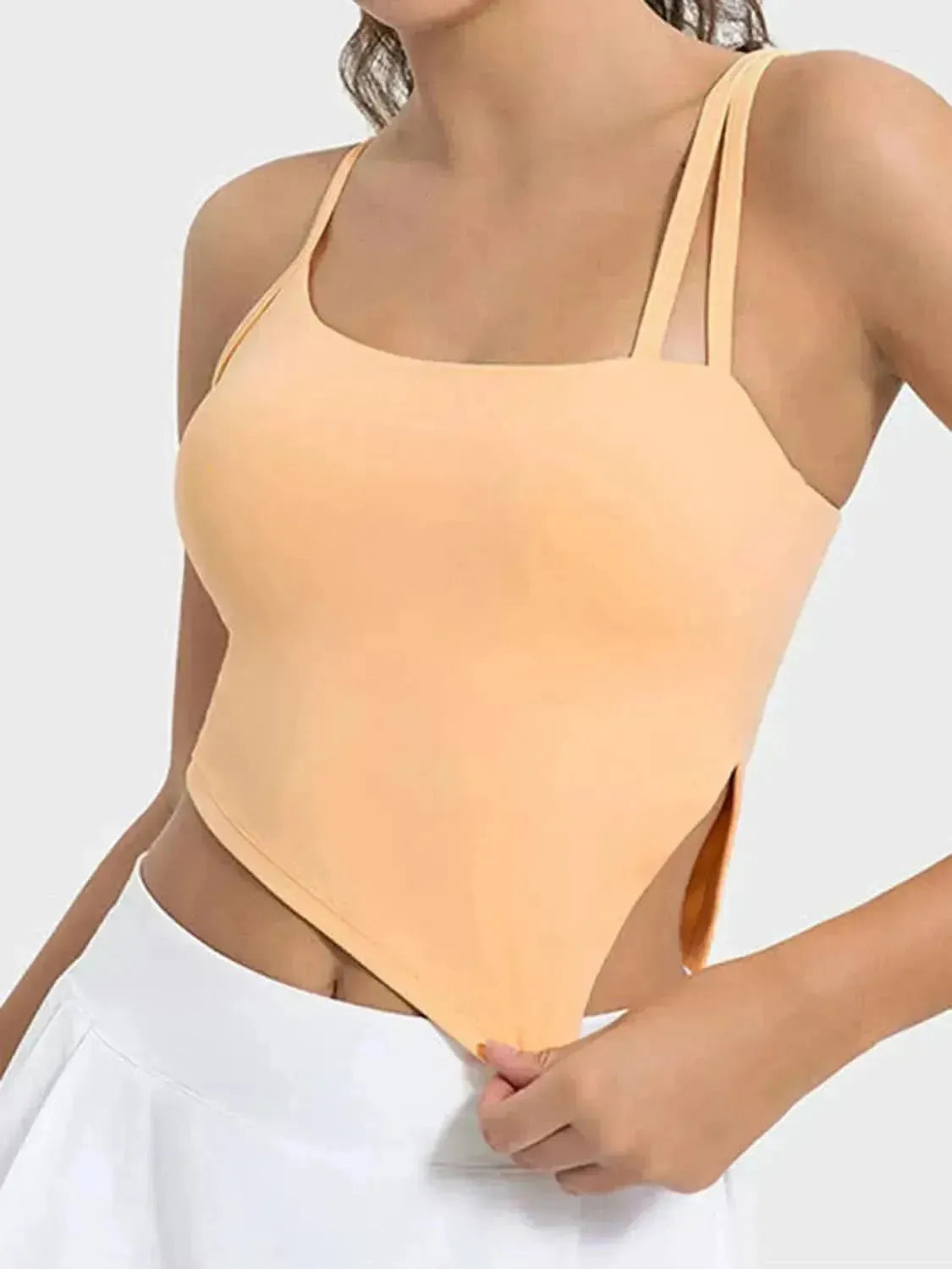 Slit Asymmetrical Neck Active Cami - Bad Moms Club