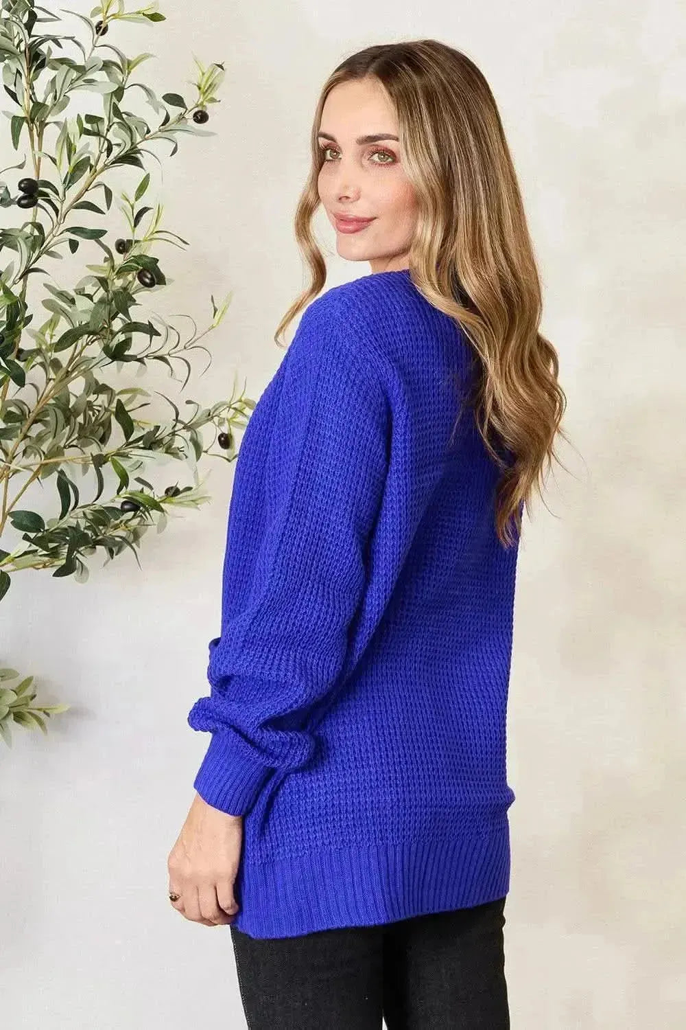 Zenana Full Size Waffle-Knit Open Front Cardigan - Bad Moms Club
