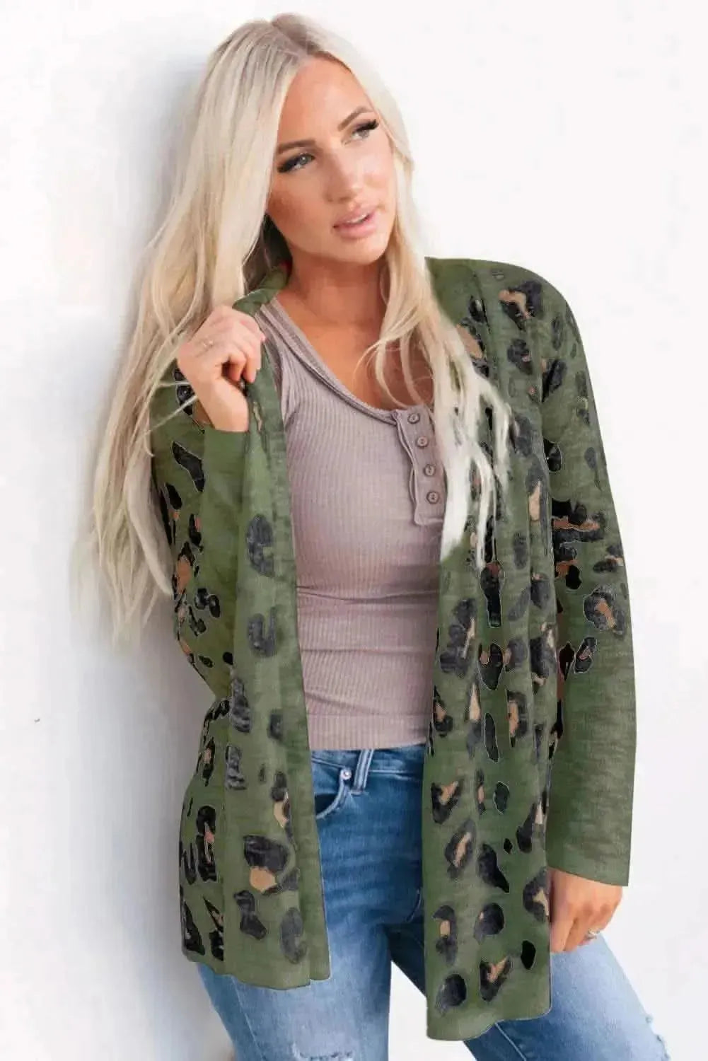 Printed Long Sleeve Cardigan - Bad Moms Club