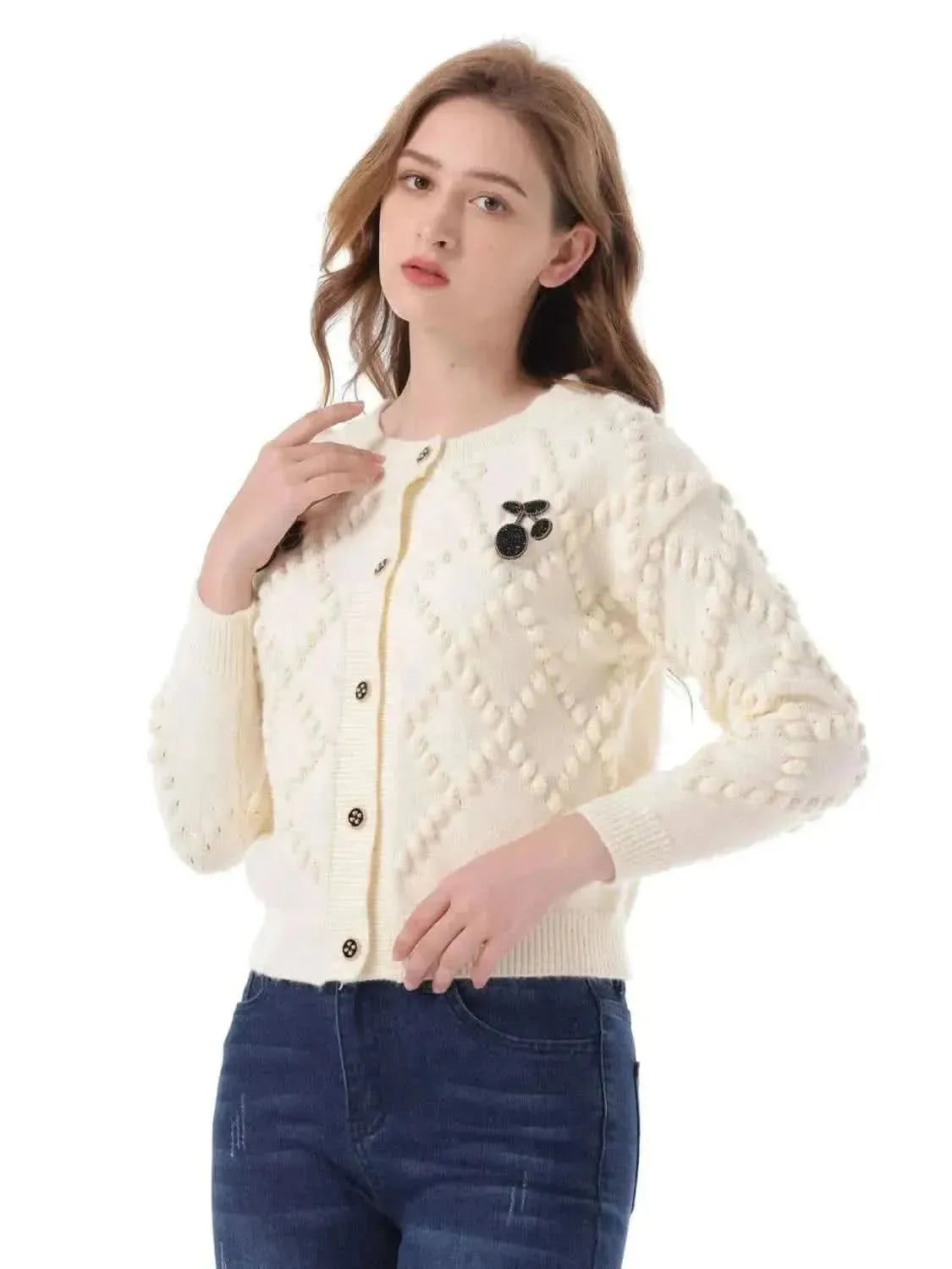 Button Down Round Neck Cardigan - Bad Moms Club