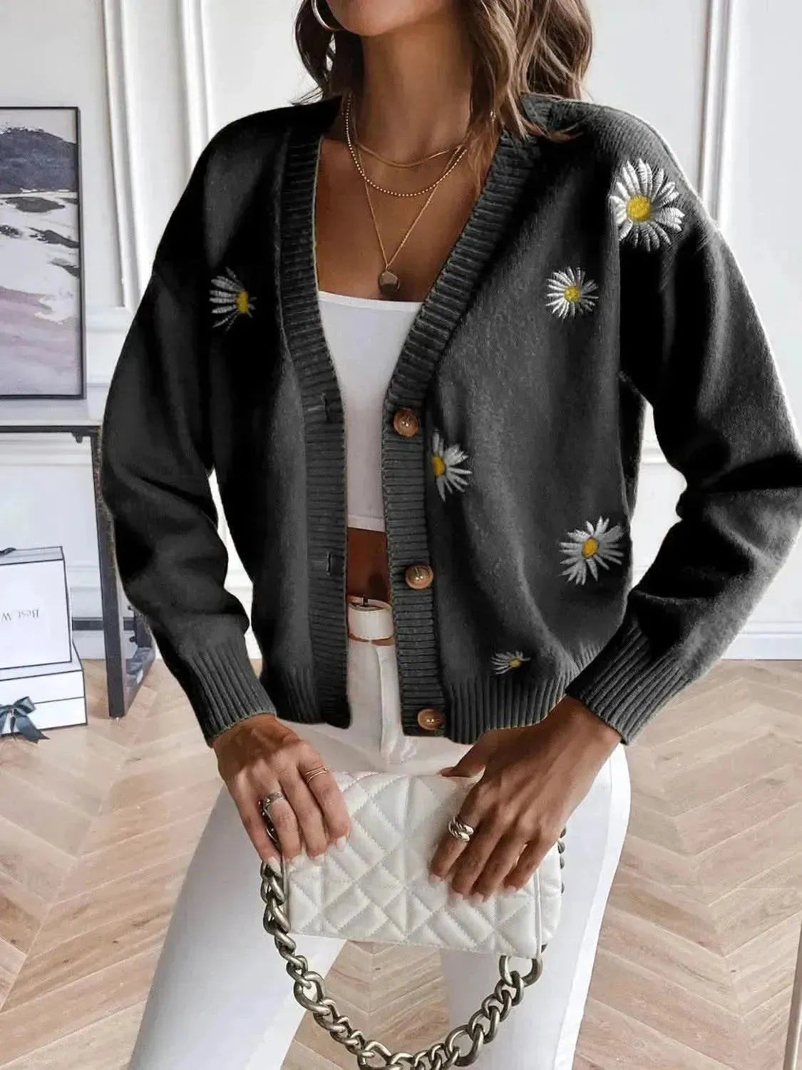 Floral Button Up Cardigan - Bad Moms Club