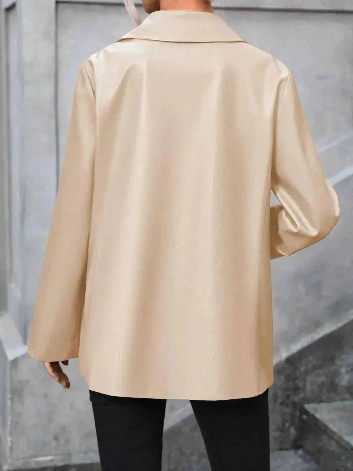 Pocketed Button Up Collared Neck Blazer - Bad Moms Club