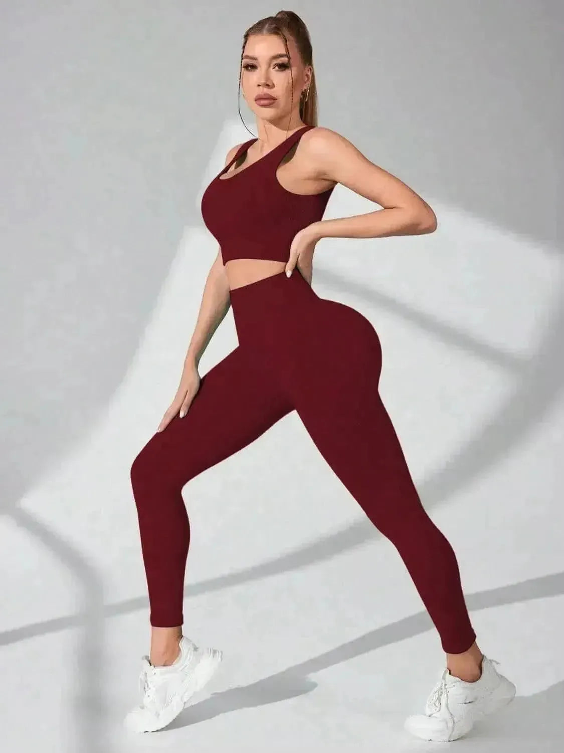 Scoop Neck Wide Strap Top and Pants Active Set - Bad Moms Club