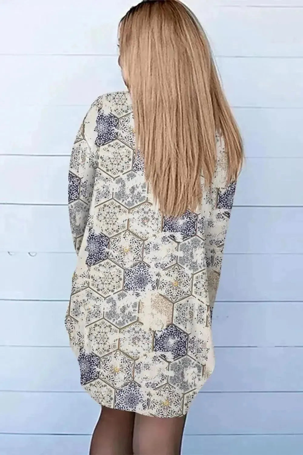 Printed Long Sleeve Cardigan - Bad Moms Club