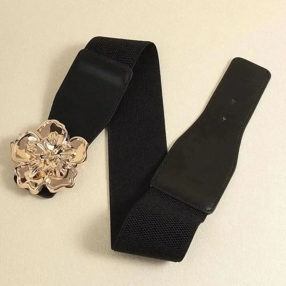 Flower Alloy Buckle Elastic Belt - Bad Moms Club