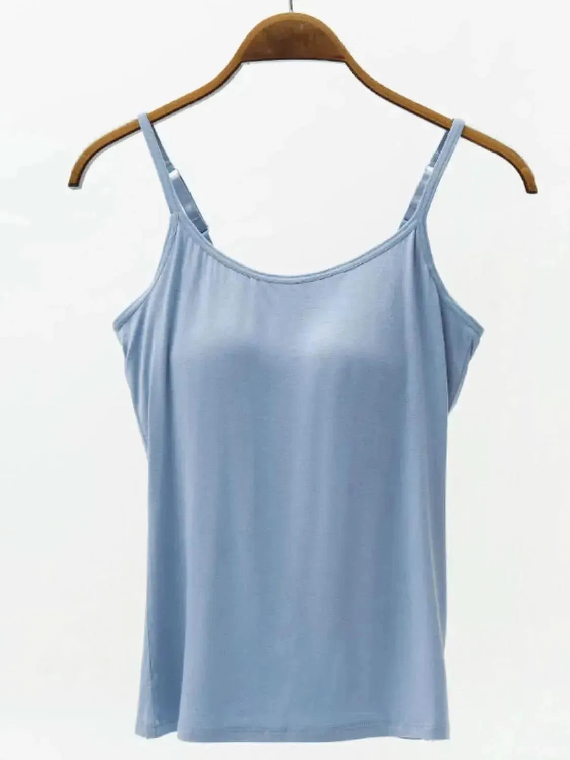 Full Size Adjustable Strap Modal Cami with Bra - Bad Moms Club