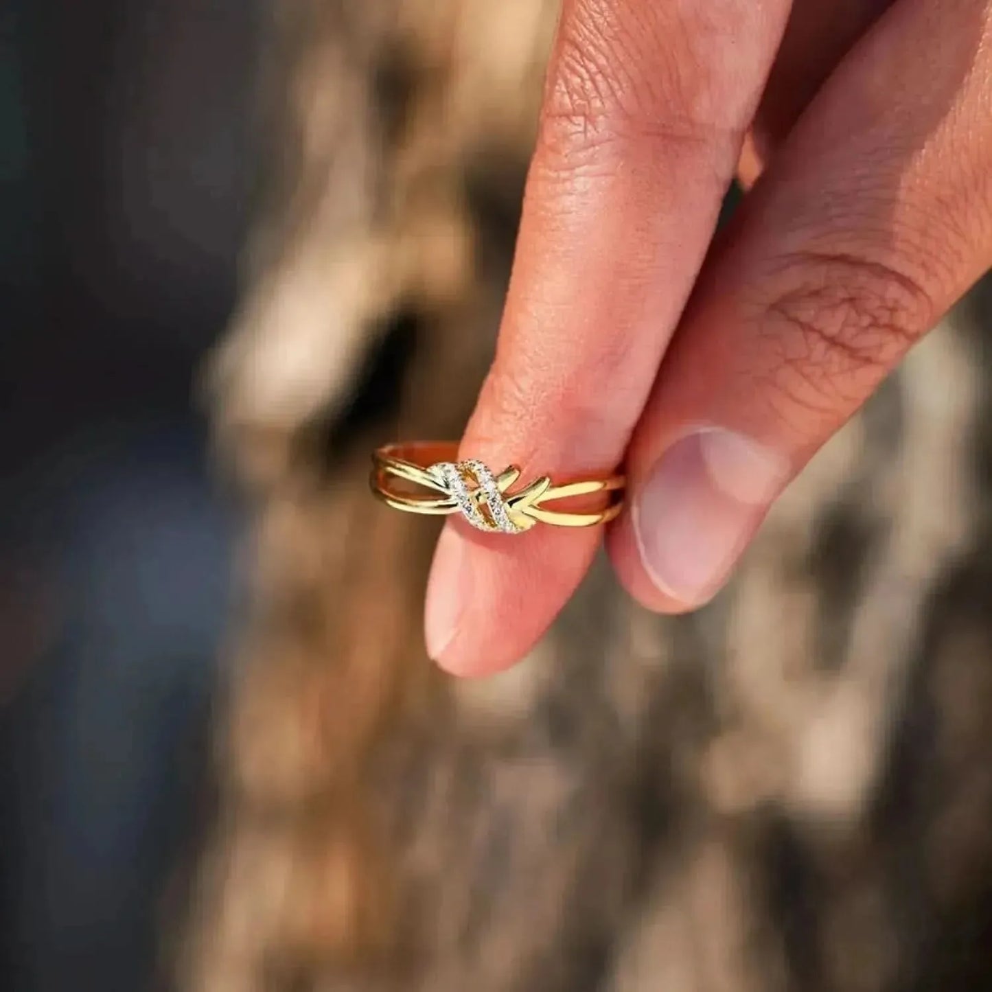 925 Sterling Silver Inlaid Zircon Wrapped Knot Ring - Bad Moms Club