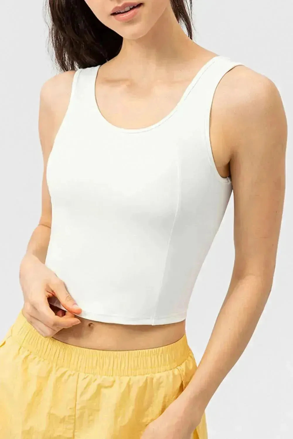 Round Neck Wide Strap Active Tank - Bad Moms Club