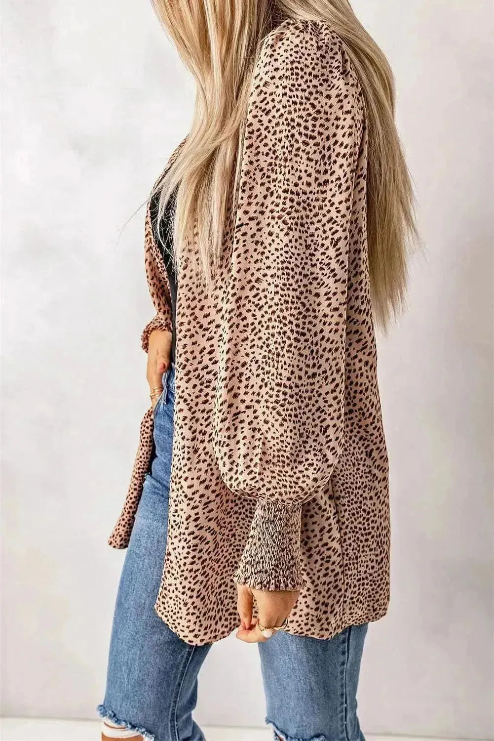 Leopard Print Balloon Sleeve Cardigan - Bad Moms Club