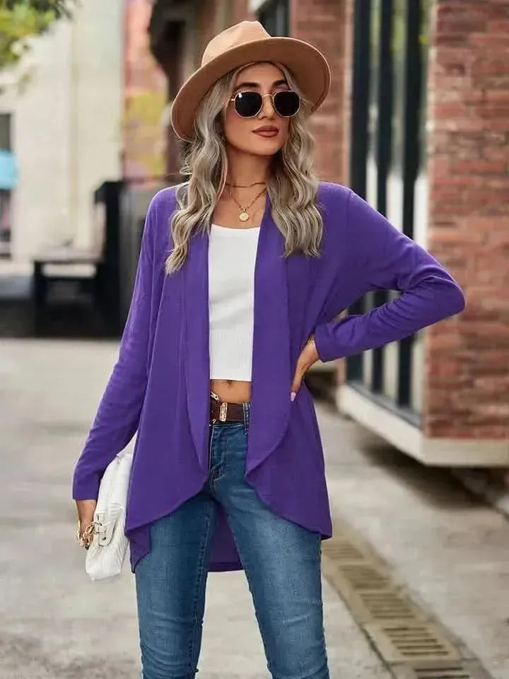 Open Front Long Sleeve Cardigan - Bad Moms Club