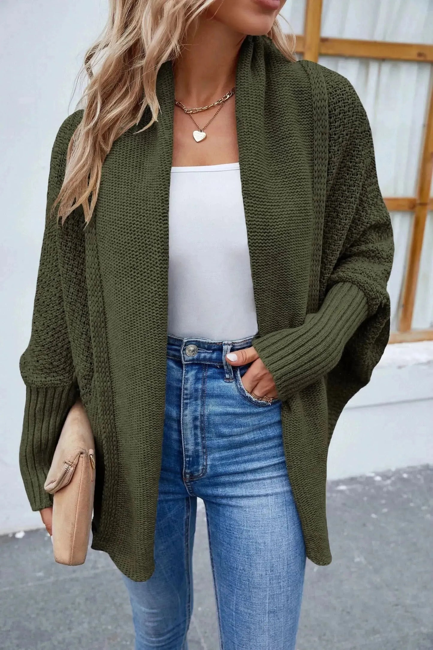 Open Front Long Sleeve Cardigan - Bad Moms Club