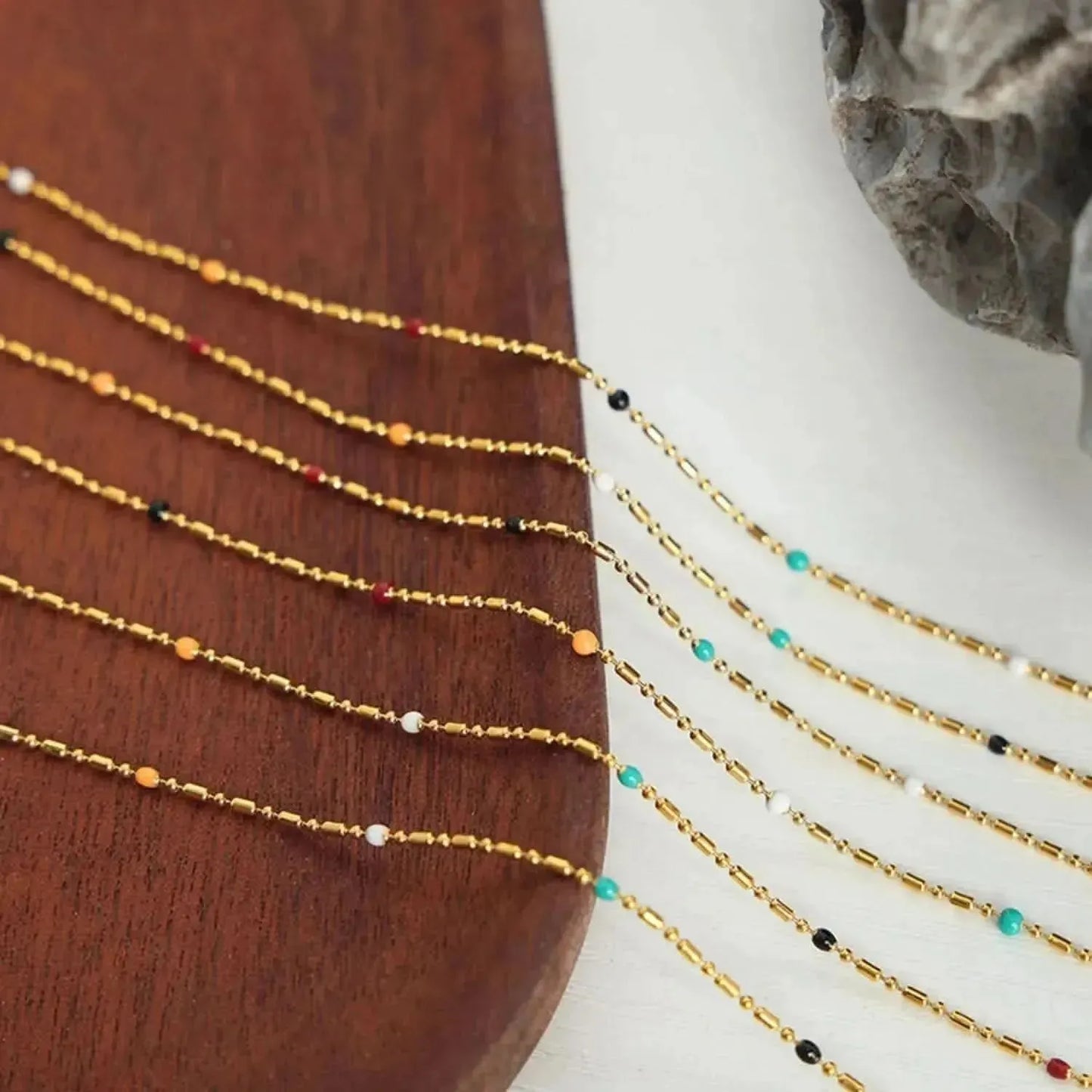 18K Gold-Plated Oil Drip Bead Necklace - Bad Moms Club