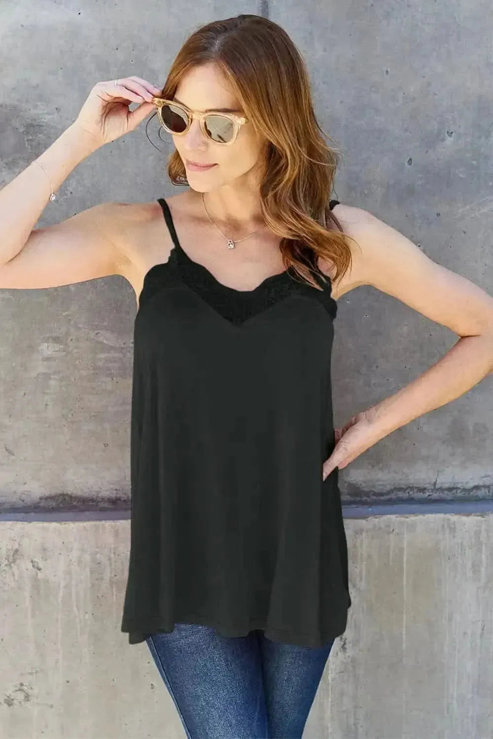 Basic Bae Full Size Lace Trim V-Neck Cami - Bad Moms Club