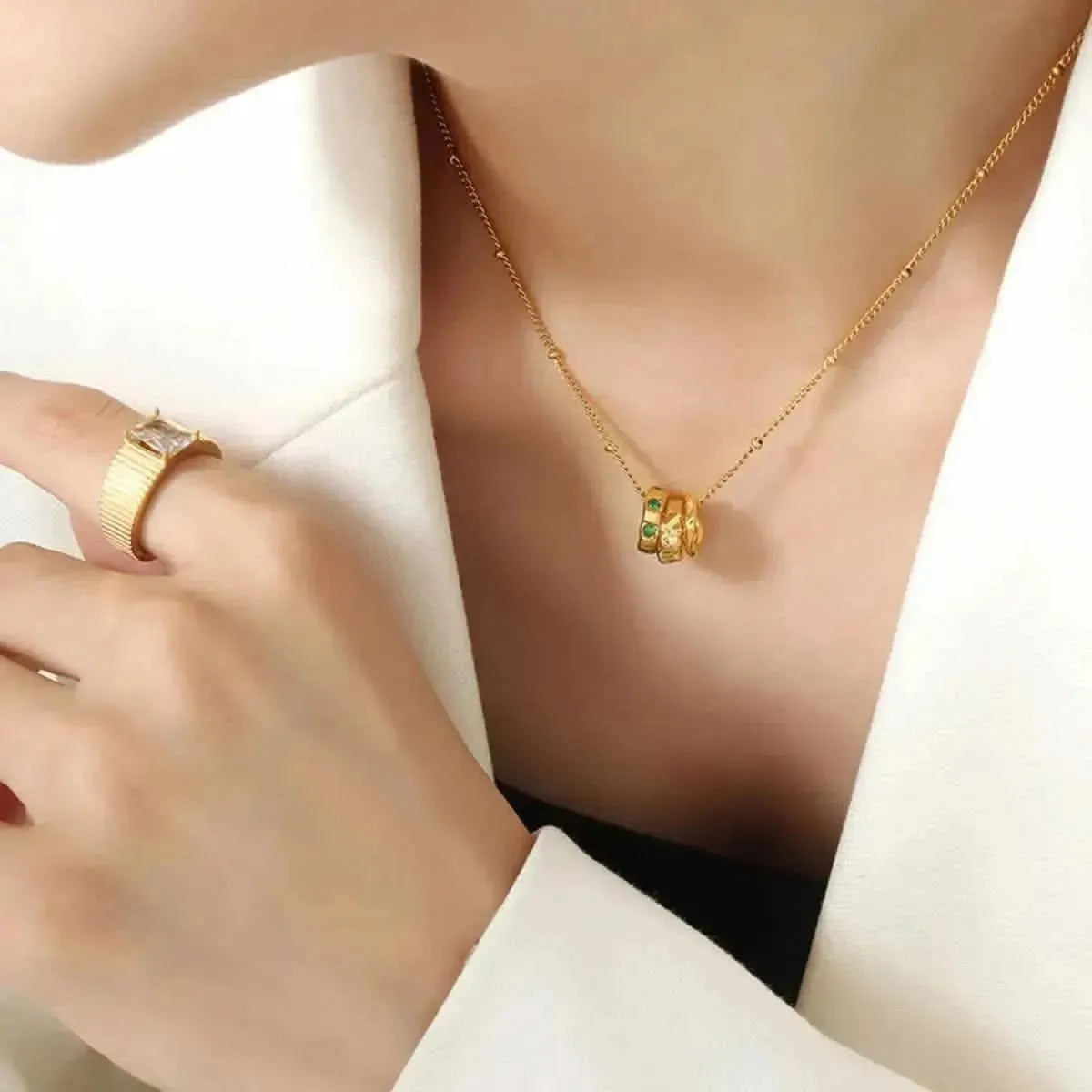 Titanium Steel Inlaid Zircon Pendant Necklace - Bad Moms Club