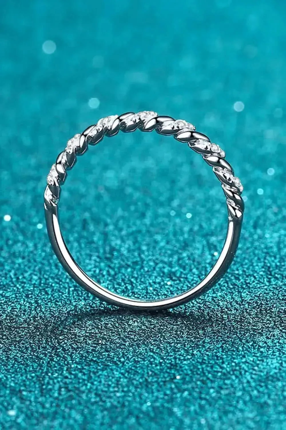 Moissanite Rhodium-Plated Half-Eternity Ring - Bad Moms Club