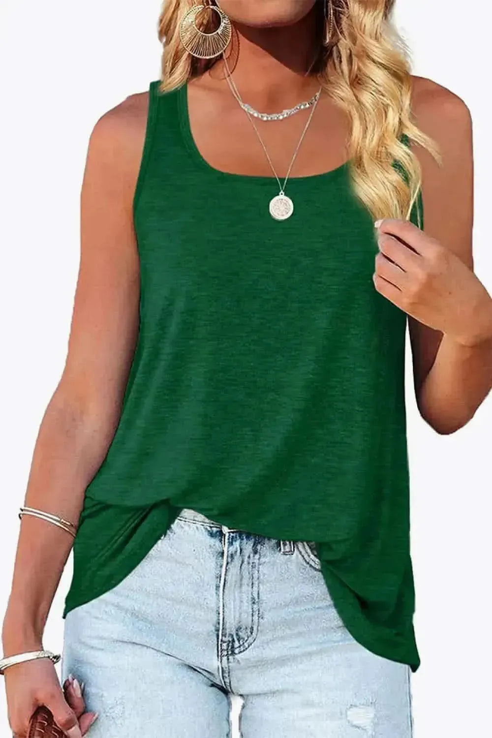 Curved Hem Square Neck Tank - Bad Moms Club
