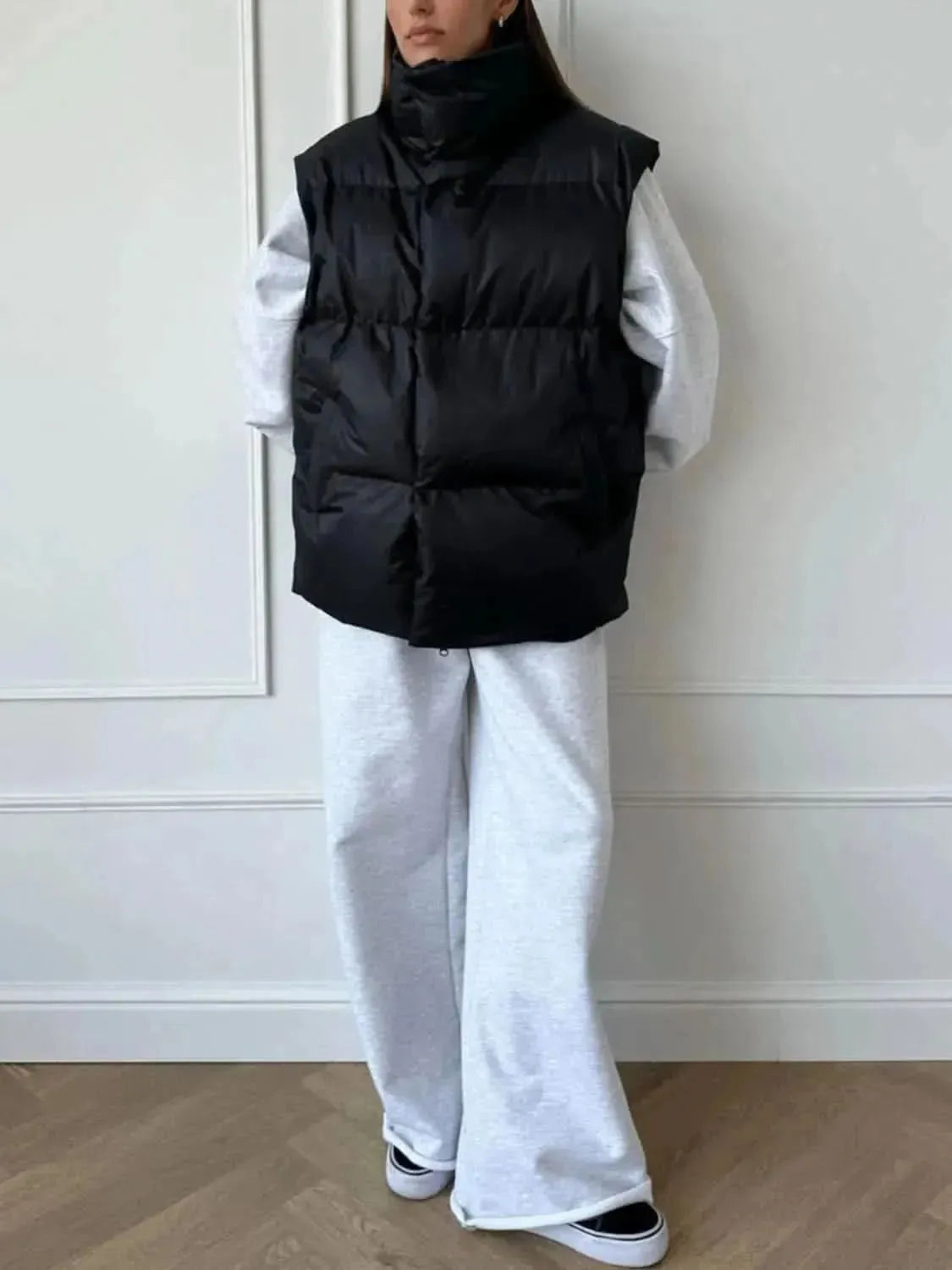 Zip Up Turtleneck Vest Coat - Bad Moms Club