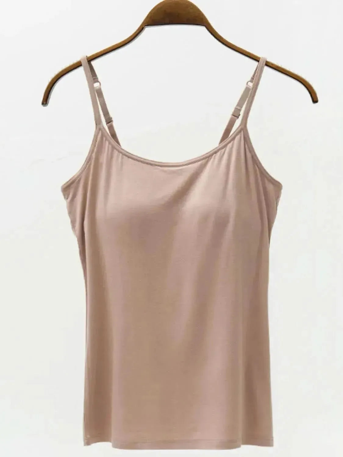 Full Size Adjustable Strap Modal Cami with Bra - Bad Moms Club