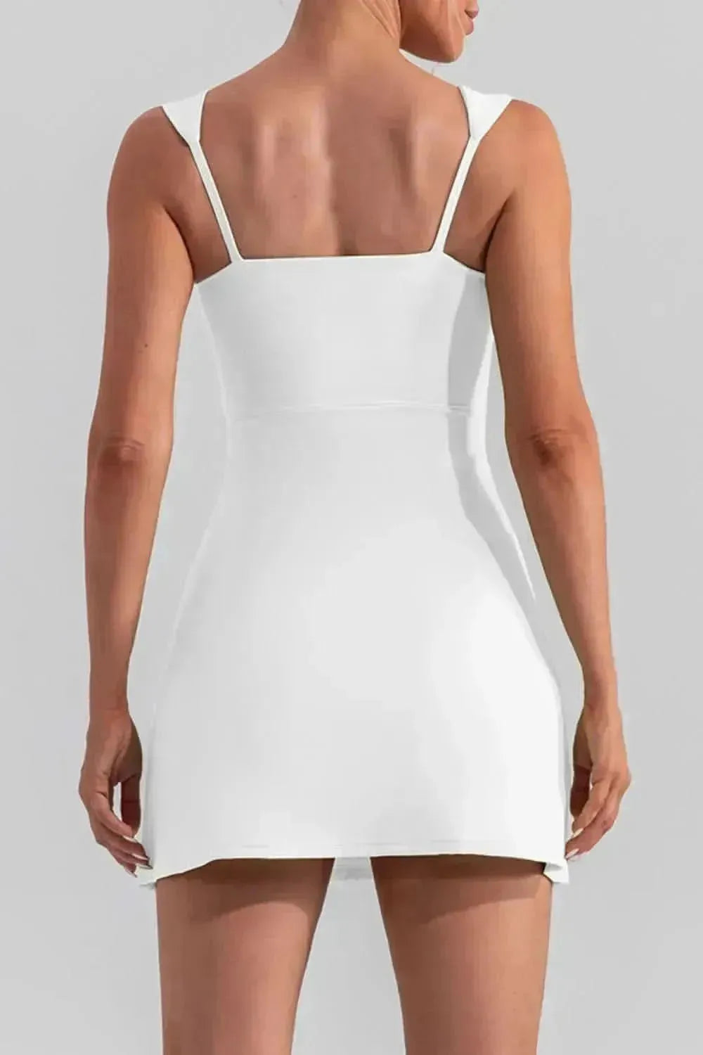 Square Neck Sleeveless Slit Mini Active Dress - Bad Moms Club