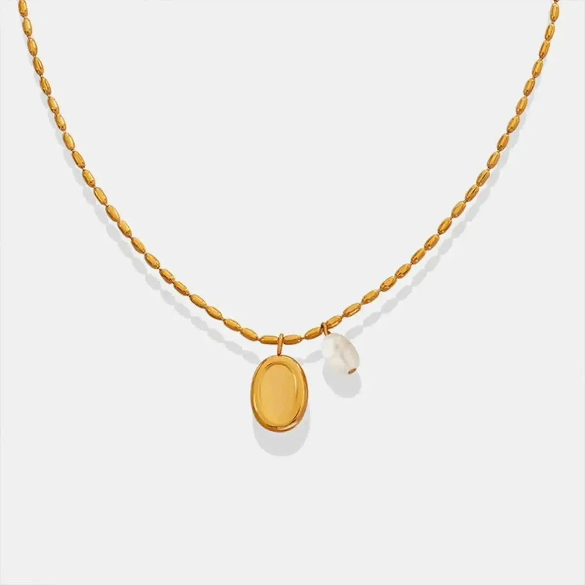 Titanium Steel Freshwater Pearl Pendant Necklace - Bad Moms Club