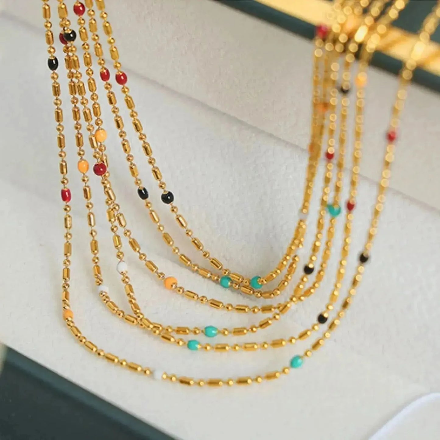 18K Gold-Plated Oil Drip Bead Necklace - Bad Moms Club
