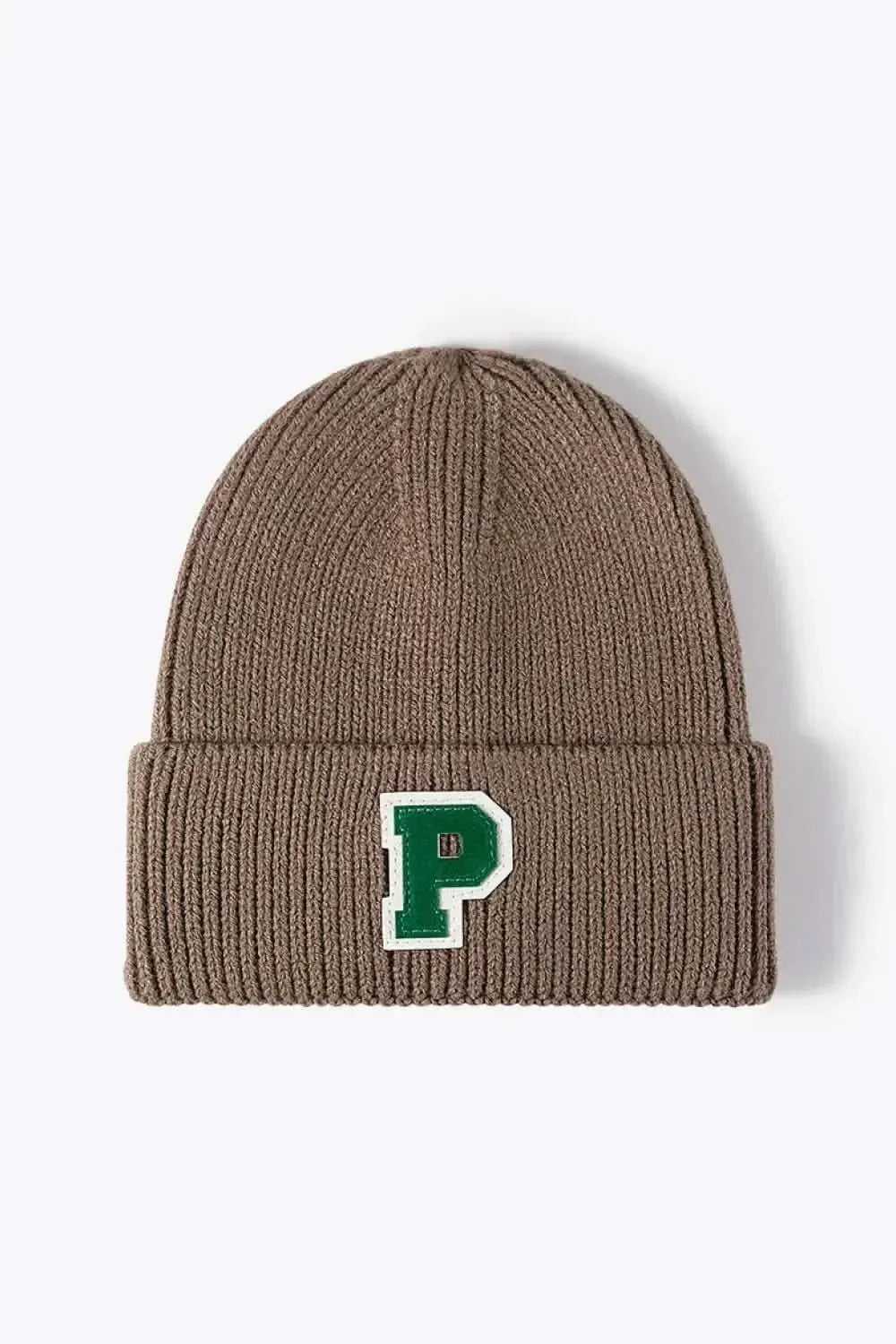 Letter Patch Cuffed Knit Beanie - Bad Moms Club