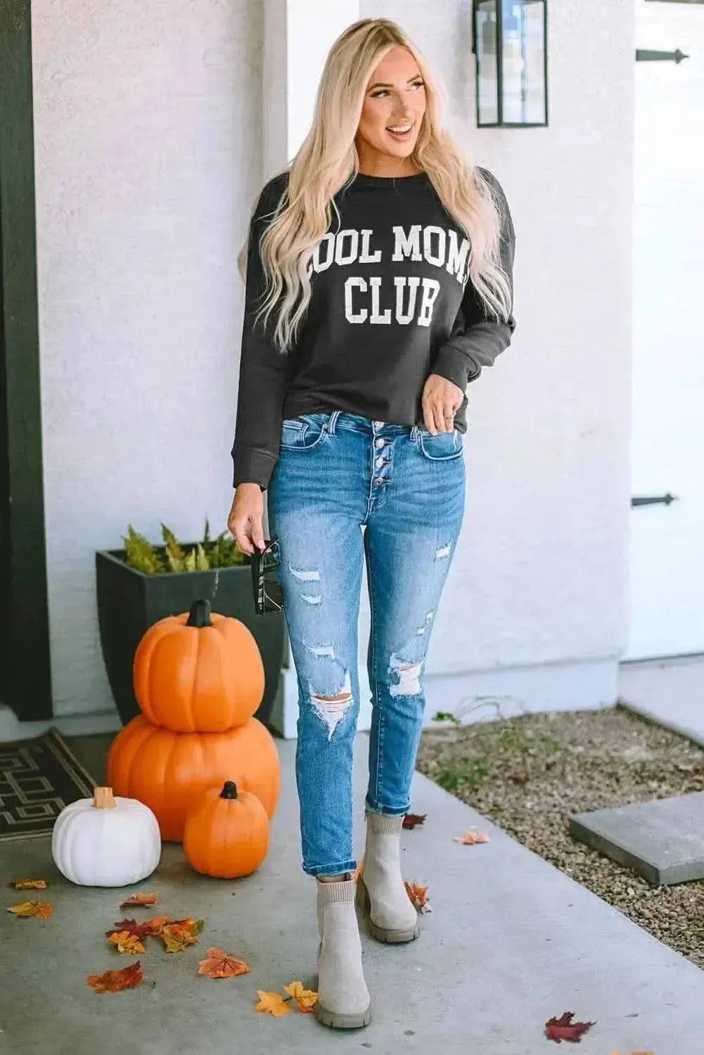 COOL MOM CLUB Round Neck Short Sleeve Sweatshirt - Bad Moms Club