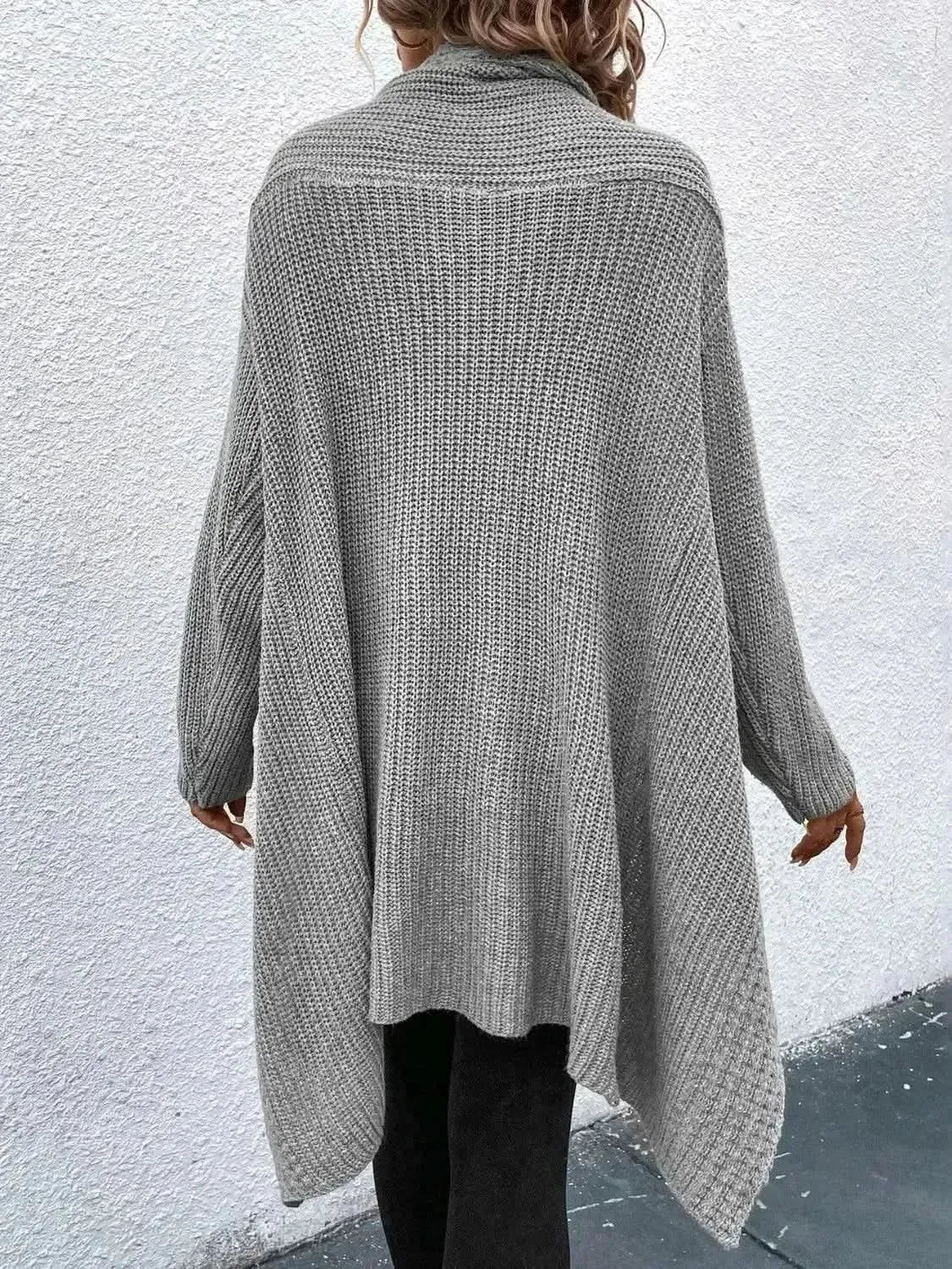 Open Front Dropped Shoulder Longline Cardigan - Bad Moms Club