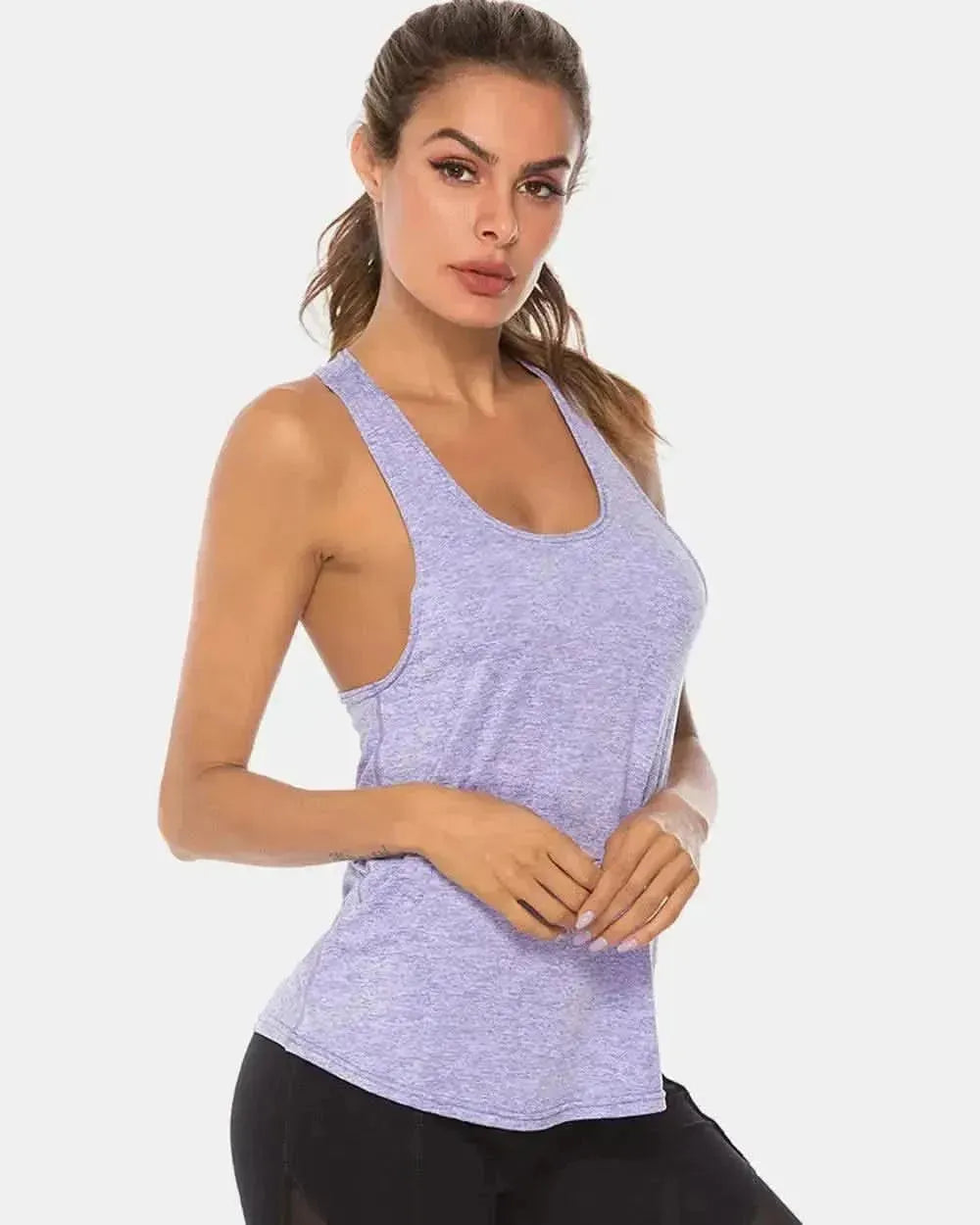Full Size Scoop Neck Wide Strap Active Tank - Bad Moms Club