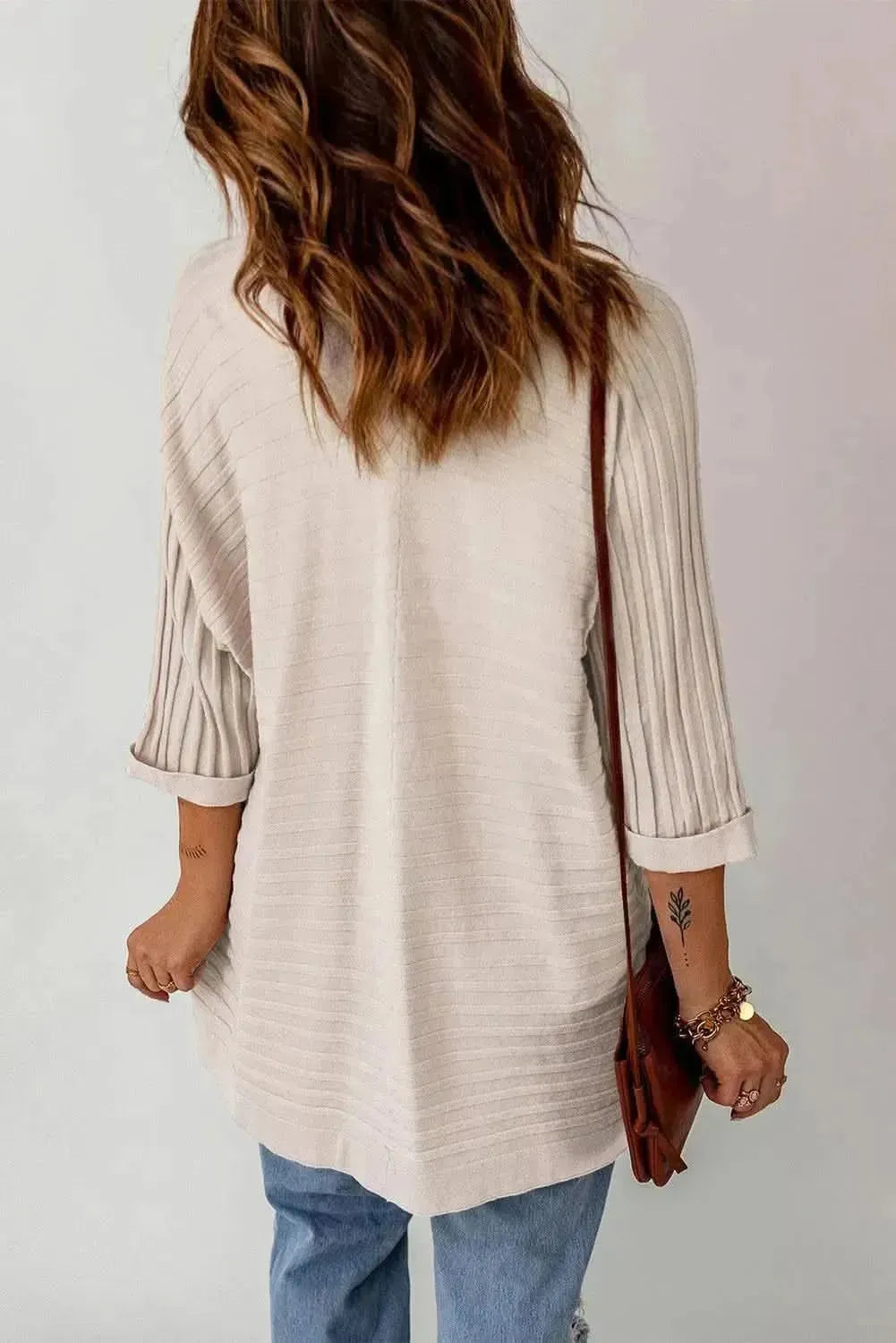 Ribbed Open Front Knit Cardigan - Bad Moms Club