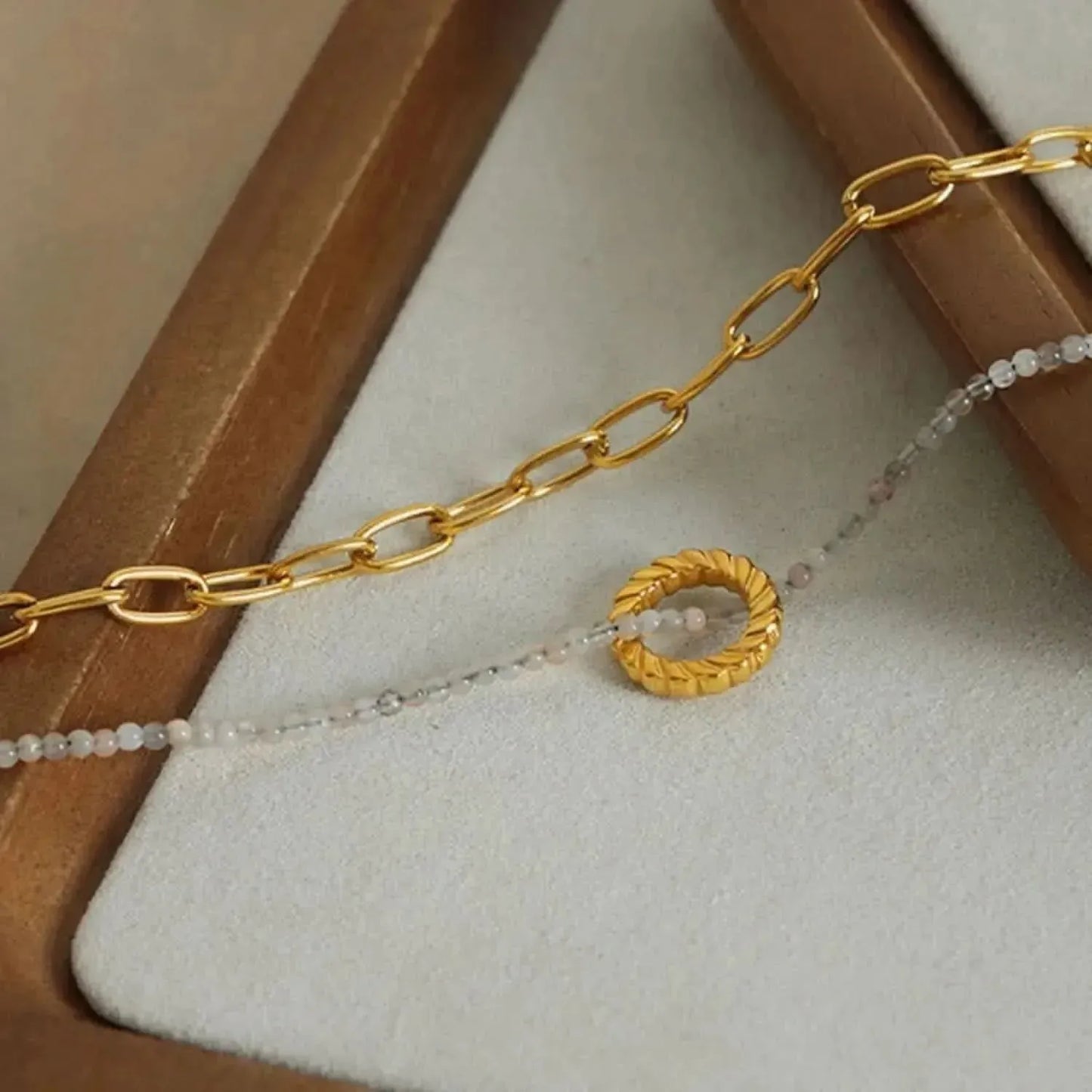 Beaded Double-Layered Titanium Steel Necklace - Bad Moms Club