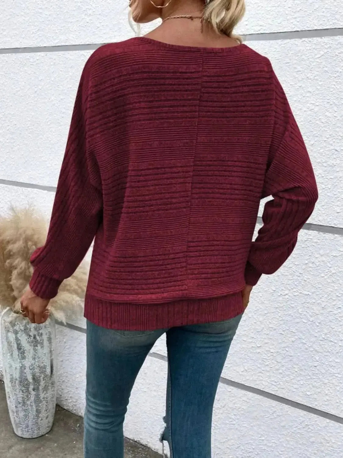 Full Size Round Neck Long Sleeve Top - Bad Moms Club