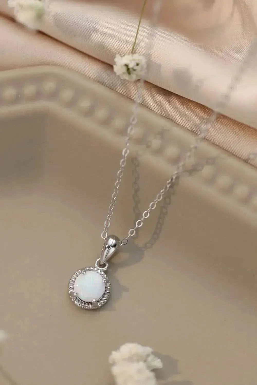 Opal Round Pendant Chain Necklace - Bad Moms Club