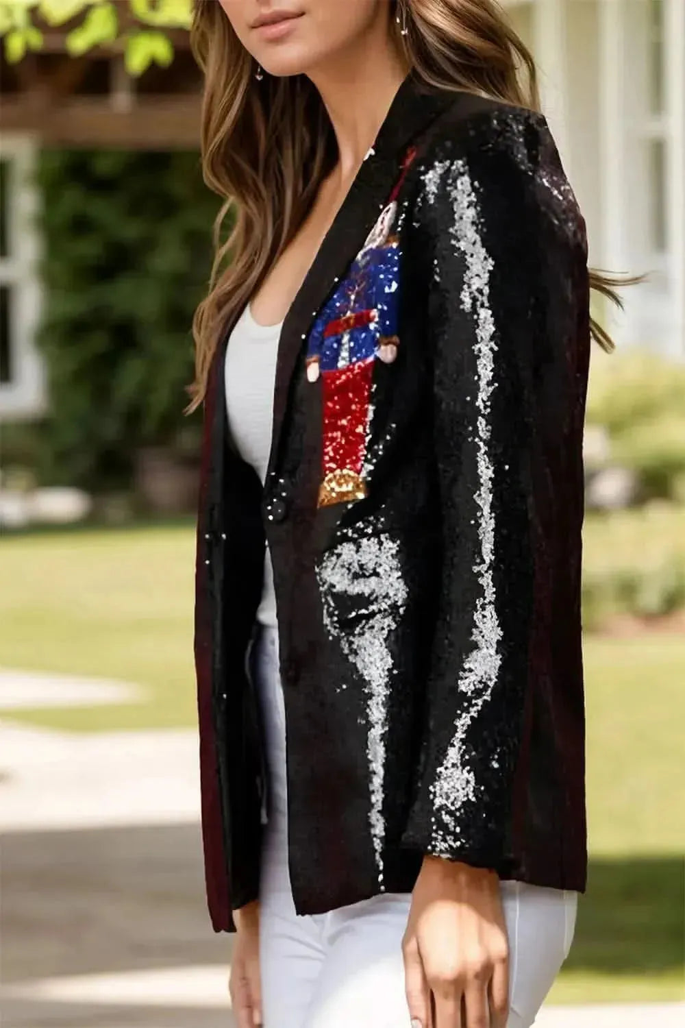 Sequin Nutcracker Long Sleeve Blazer - Bad Moms Club