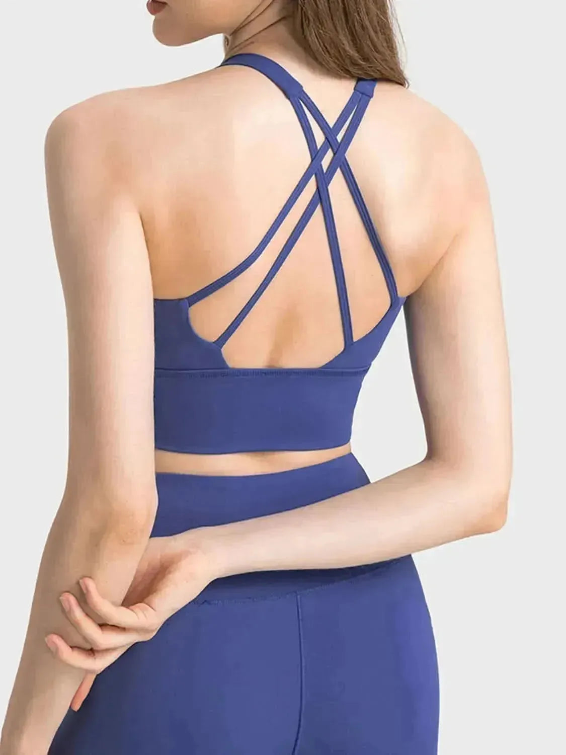 Scoop Neck Crisscross Straps Sports Bra - Bad Moms Club