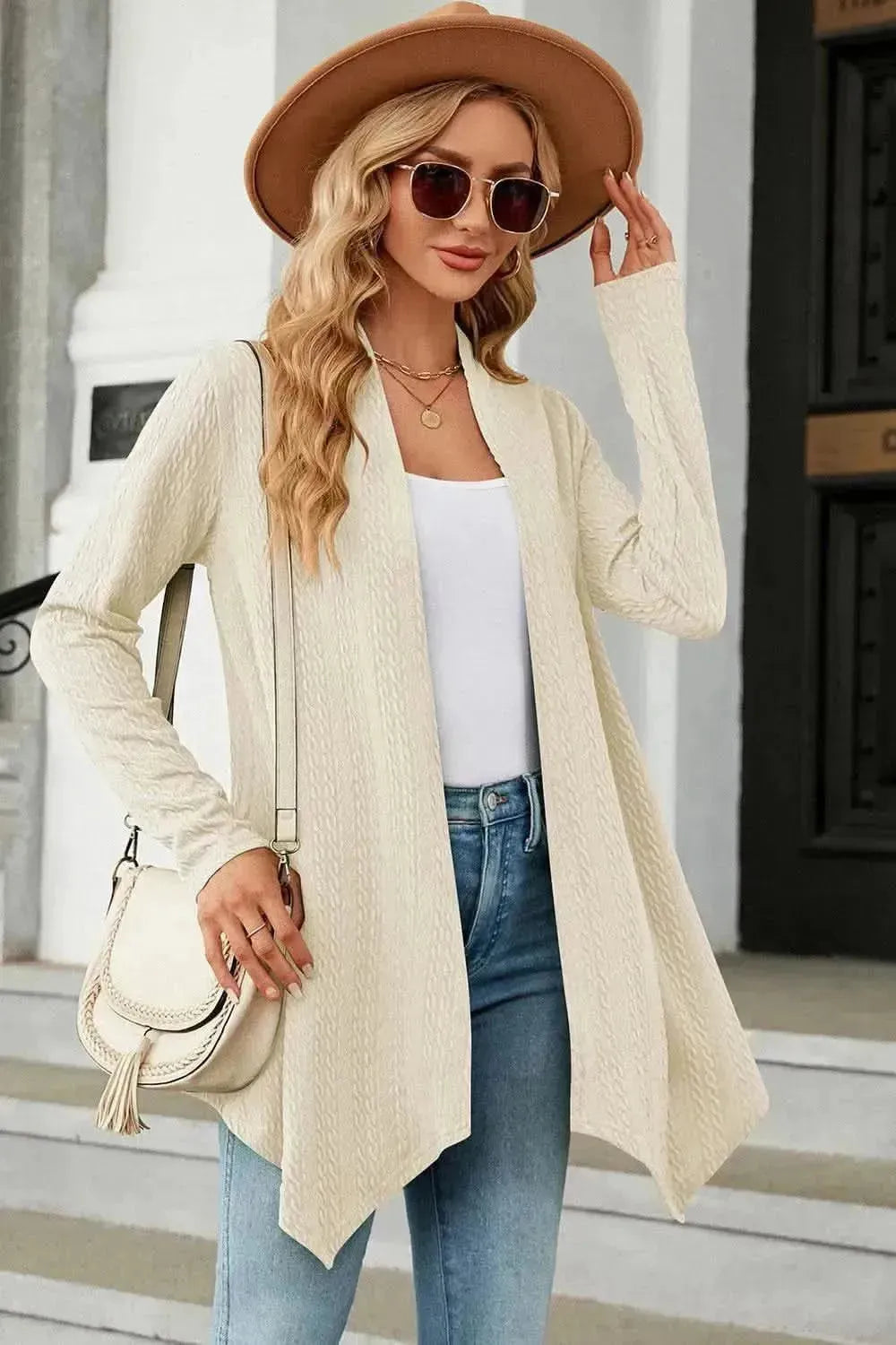Open Front Long Sleeve Cardigan - Bad Moms Club