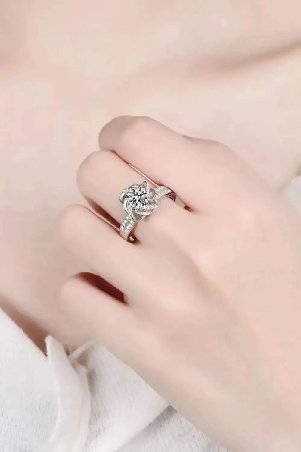 2 Carat Moissanite Floral Platinum-Plated Ring - Bad Moms Club