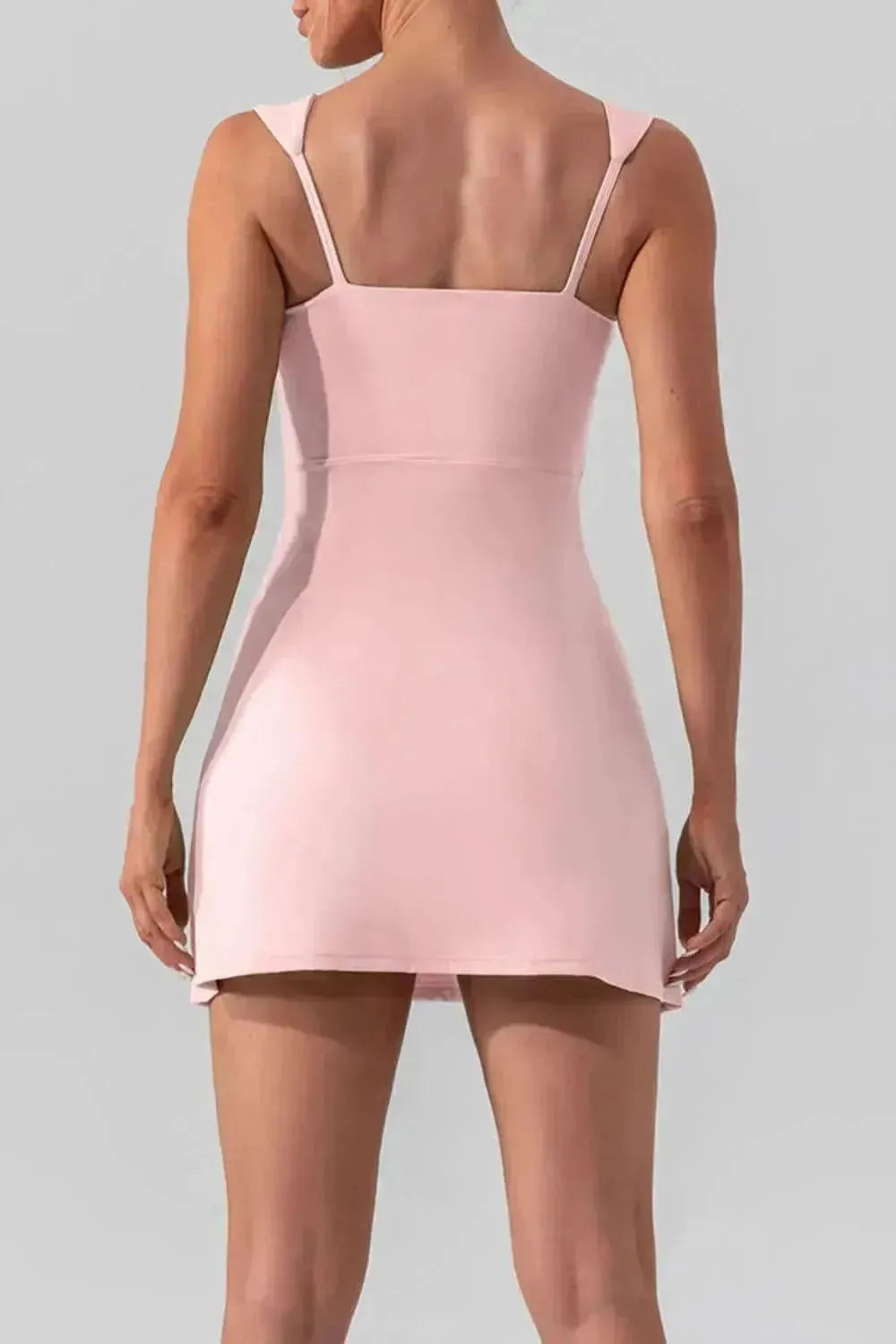 Square Neck Sleeveless Slit Mini Active Dress - Bad Moms Club