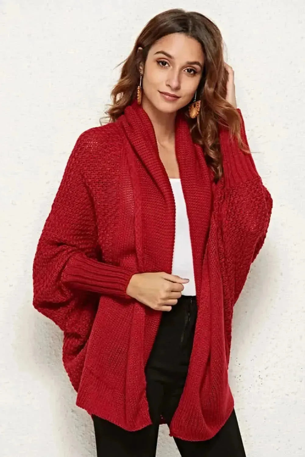 Open Front Dolman Sleeve Longline Cardigan - Bad Moms Club