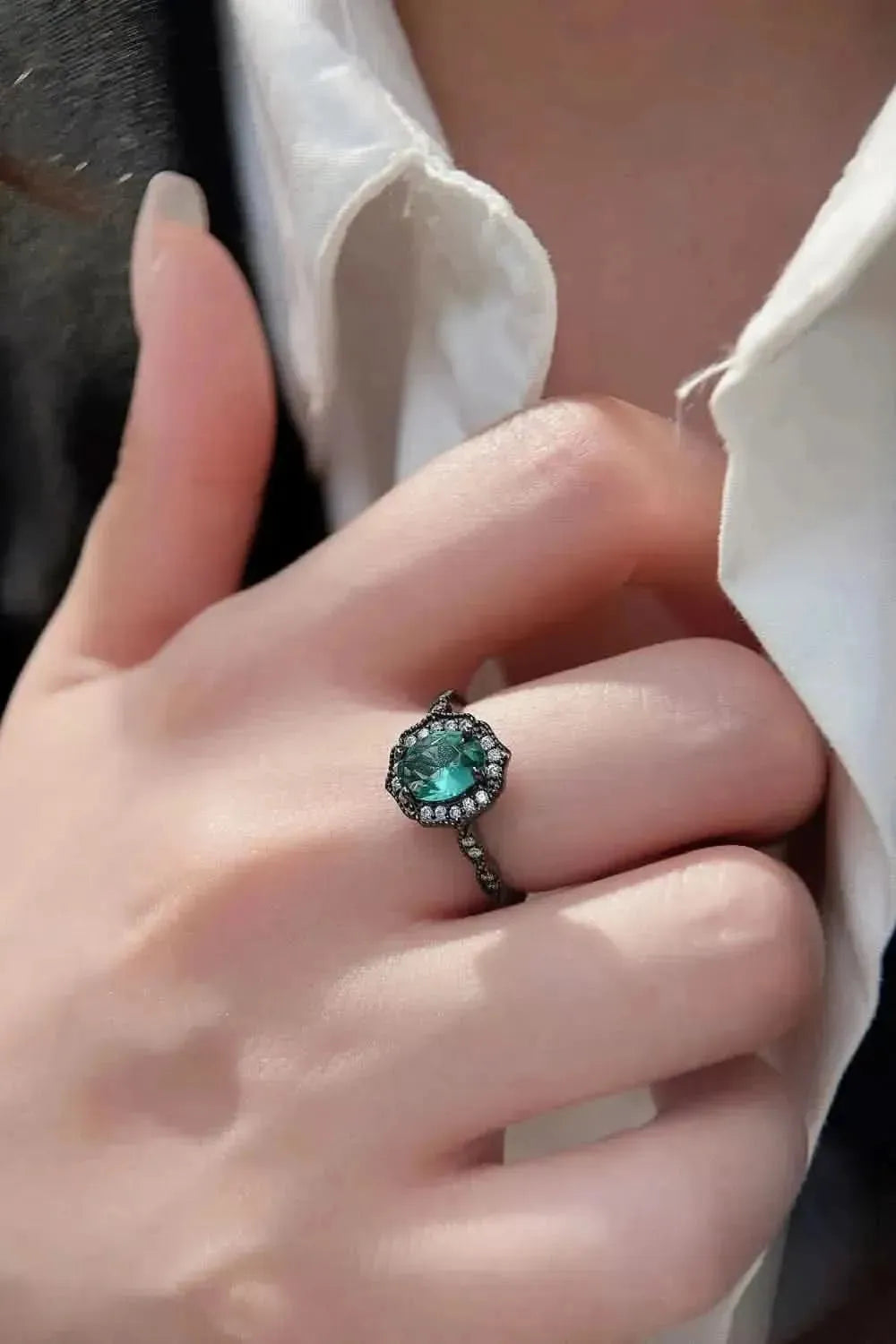 925 Sterling Silver Paraiba Blue Zircon 4-Prong Ring - Bad Moms Club