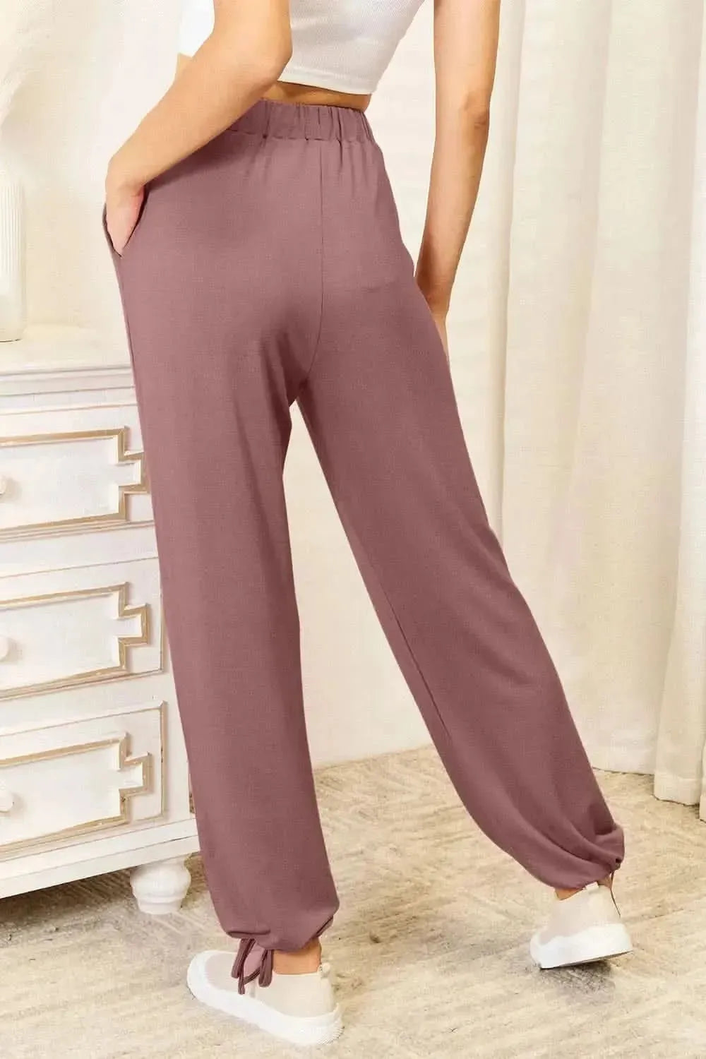 Basic Bae Full Size Soft Rayon Drawstring Waist Pants with Pockets - Bad Moms Club