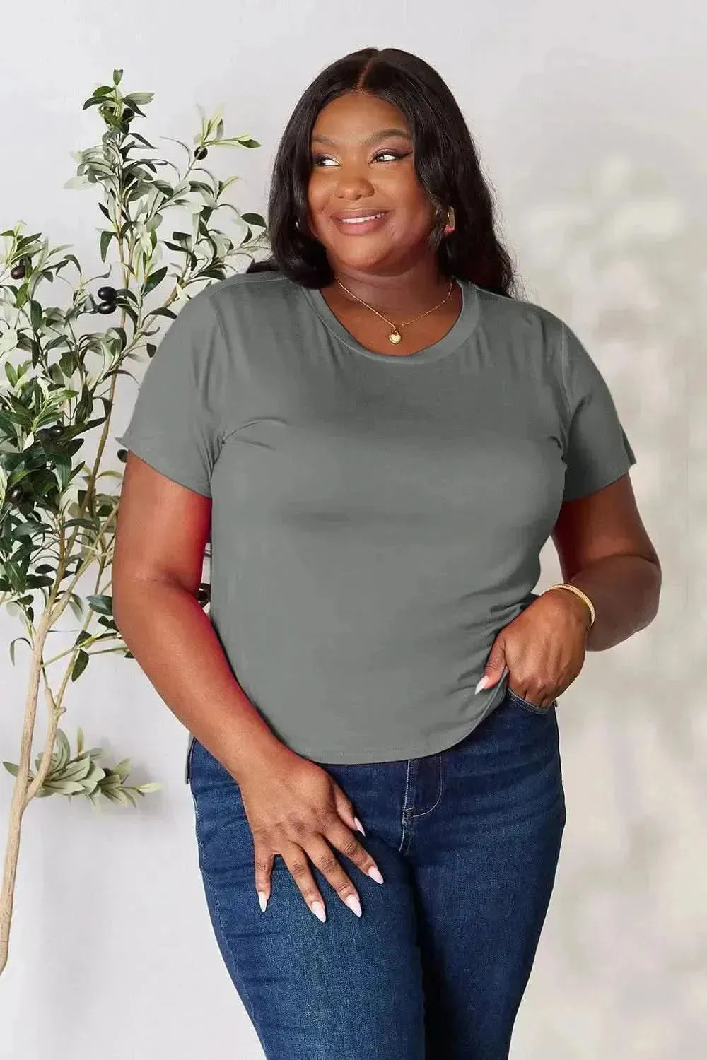 Basic Bae Full Size Round Neck Short Sleeve T-Shirt - Bad Moms Club