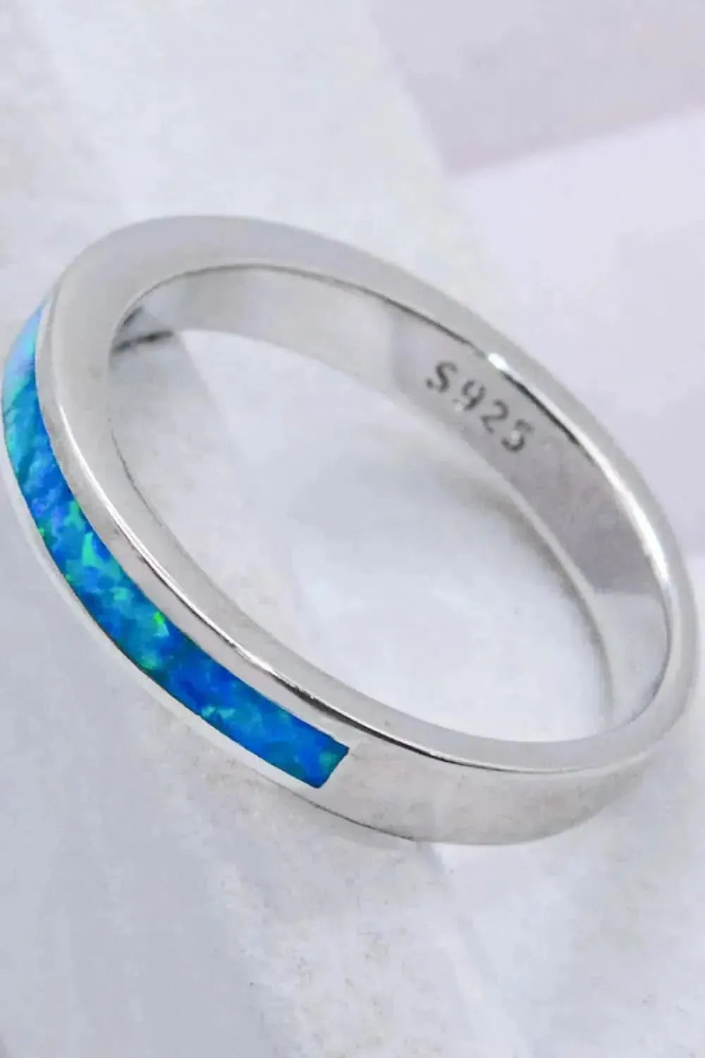 925 Sterling Silver Opal Ring in Sky Blue - Bad Moms Club