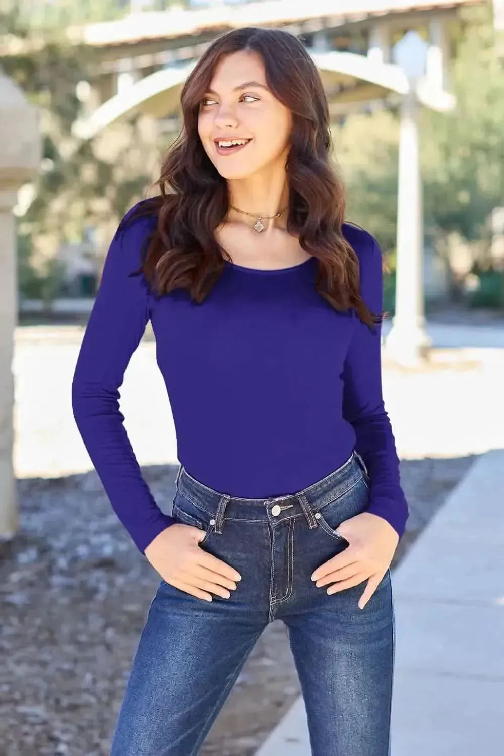 Basic Bae Full Size Round Neck Long Sleeve Bodysuit - Bad Moms Club